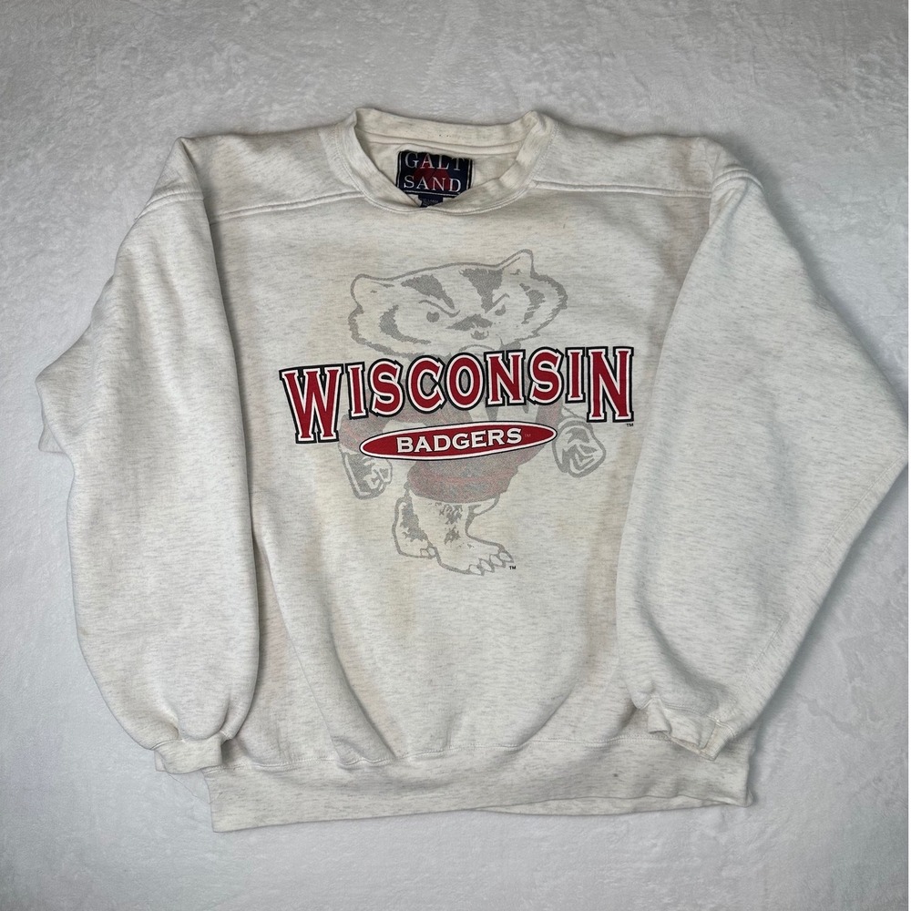 Vintage Galt Sand Wisconsin Badgers Sweatshirt XL Oatmeal Heather Bucky Badger